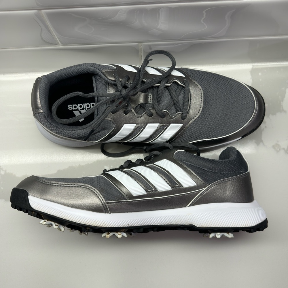 Adidas Tech Response 2.0 Golf Cleats Metallic Grey Men's size 11.5 WIDE EE9420
